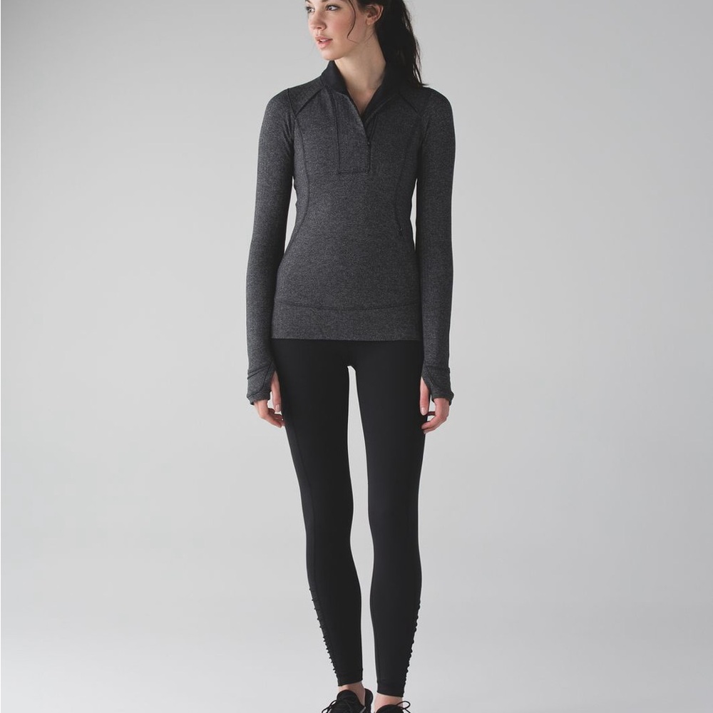 Lululemon Think Fast Pullover Women‎ Size 2 Gray Herringbone